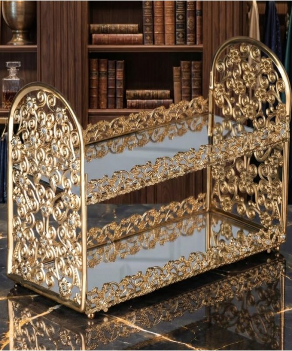 ZEYVE DIAMOND 2-LAYER PEARL PERFUME DISPENSER SHELF 14x24x30cm.6